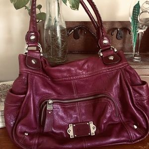 B. Makowsky Purple Leather Satchel Bag